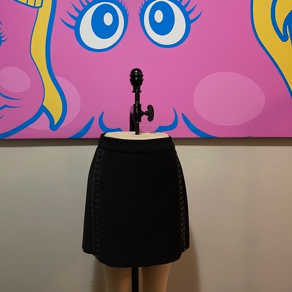Dolce & Gabbana Wool Leather Trim Lace Up Mini Skirt - Picture 1 of 11